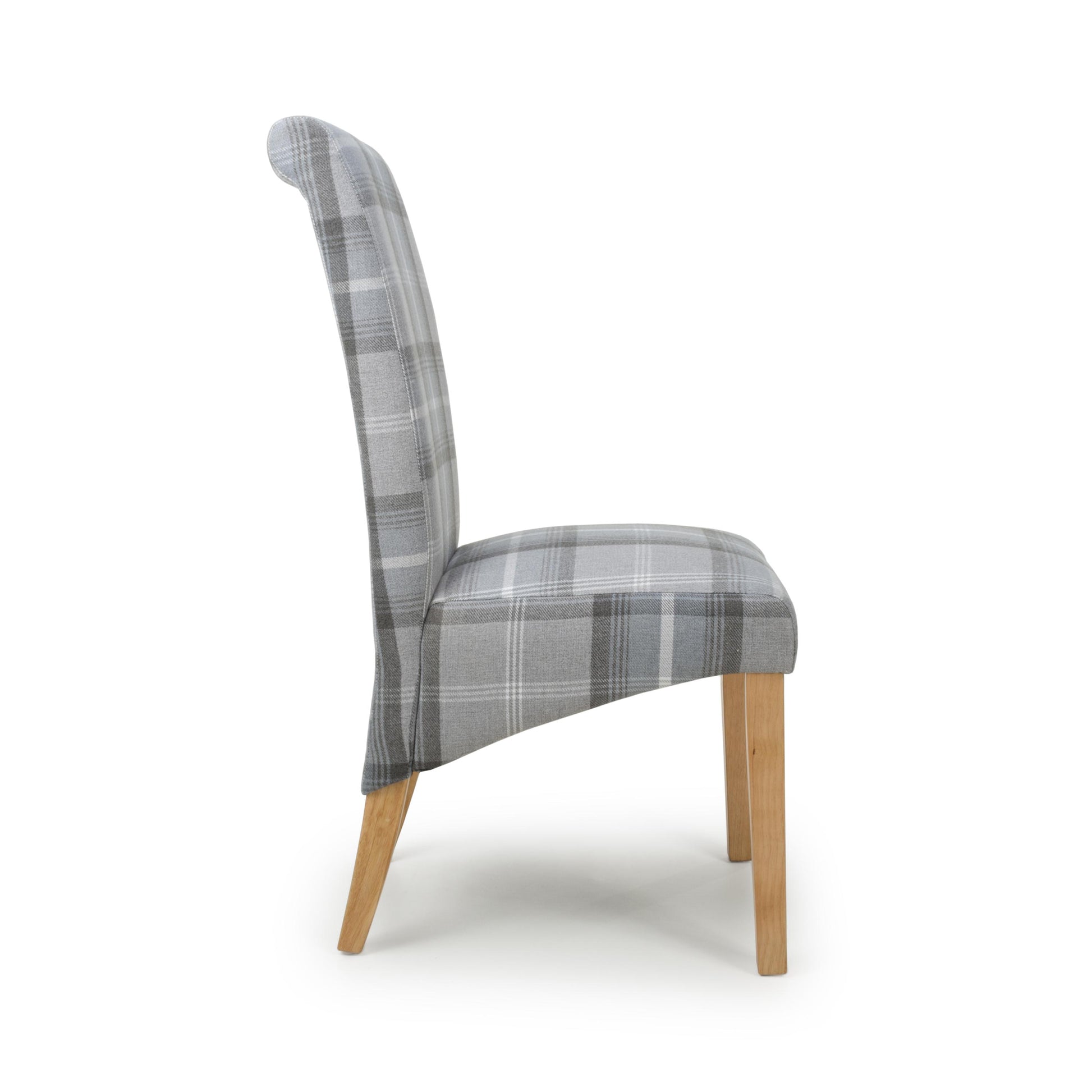 Karta Scroll Back Check Grey Dining Chair - Blythe Living