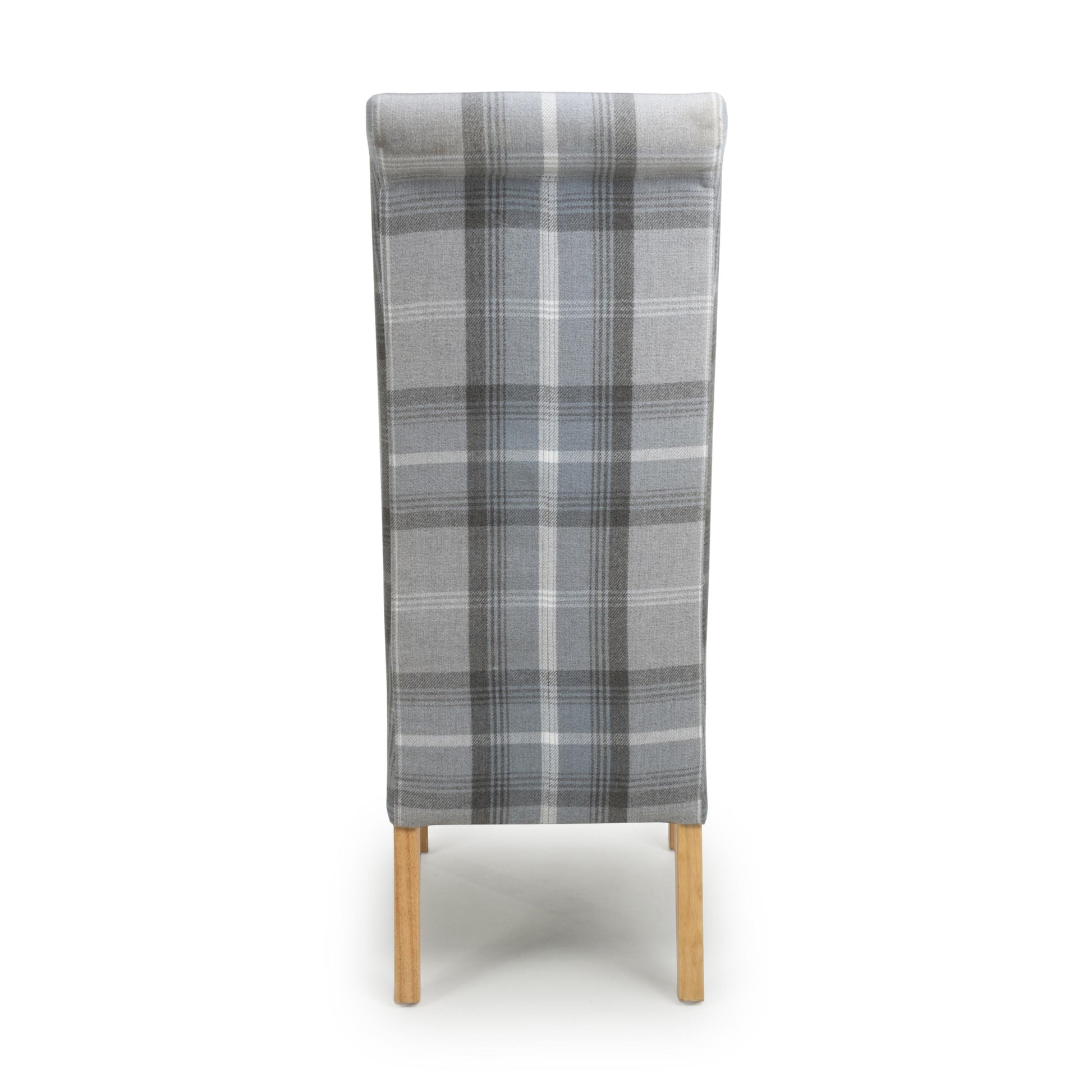 Karta Scroll Back Check Grey Dining Chair - Blythe Living