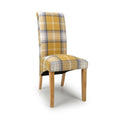 Karta Scroll Back Check Yellow Dining Chair - Blythe Living