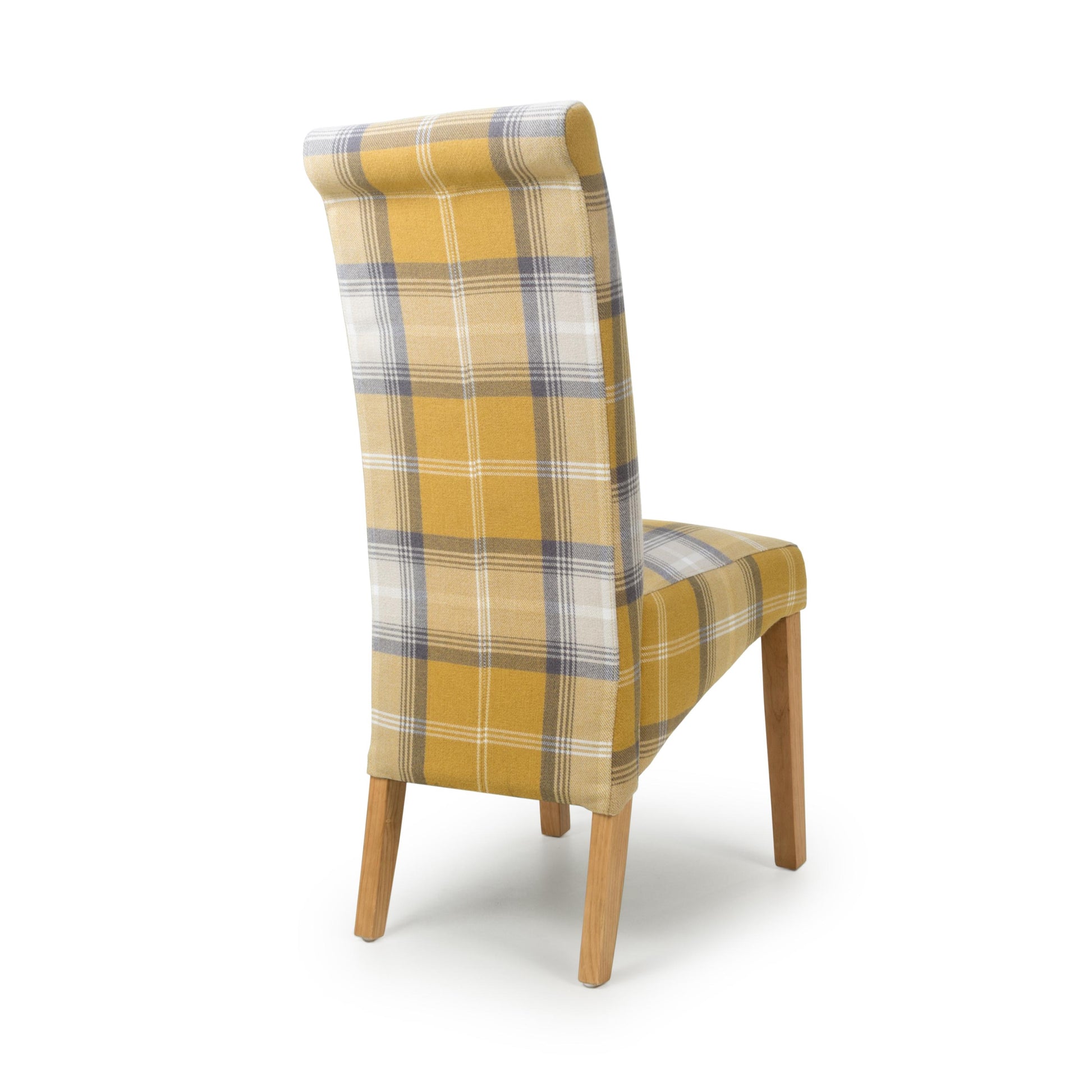 Karta Scroll Back Check Yellow Dining Chair - Blythe Living