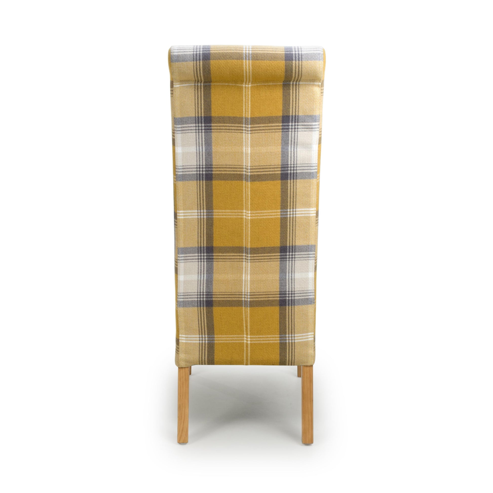 Karta Scroll Back Check Yellow Dining Chair - Blythe Living