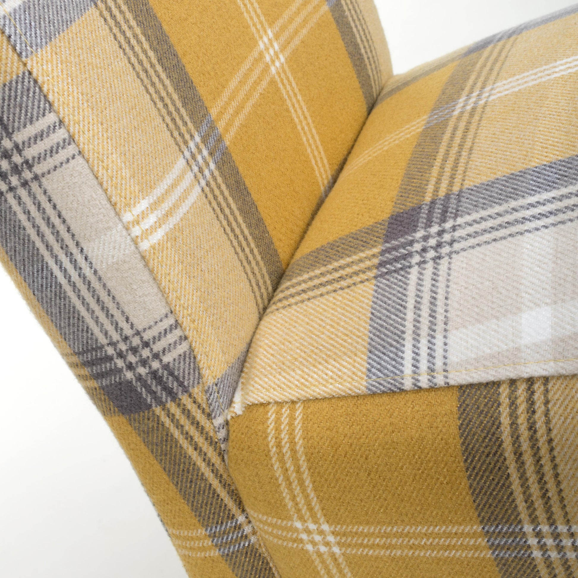 Karta Scroll Back Check Yellow Dining Chair - Blythe Living