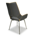 Mako Swivel Leather Effect Graphite Grey Dining Chair - Blythe Living