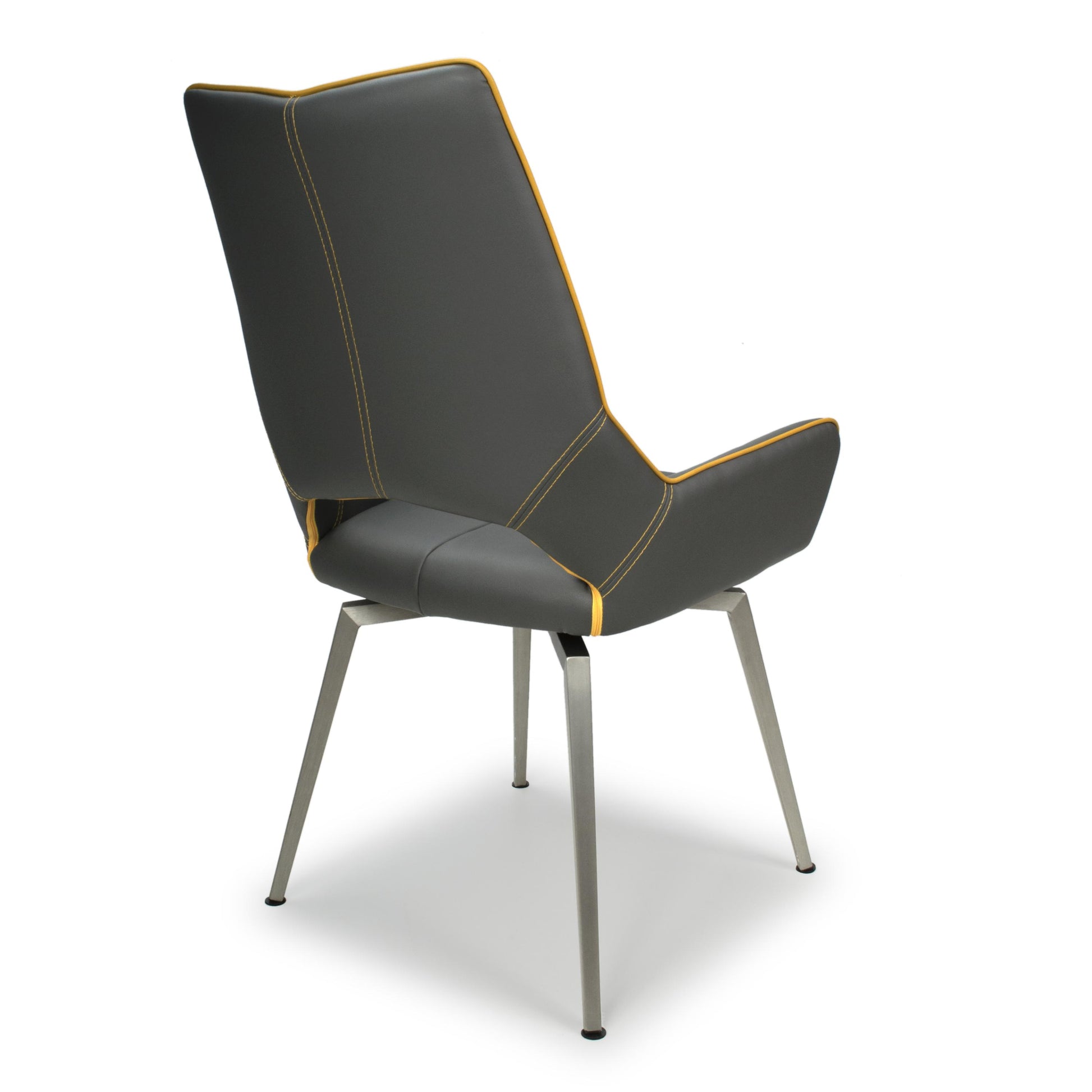 Mako Swivel Leather Effect Graphite Grey Dining Chair - Blythe Living