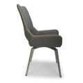 Mako Swivel Leather Effect Graphite Grey Dining Chair - Blythe Living