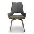 Mako Swivel Leather Effect Graphite Grey Dining Chair - Blythe Living