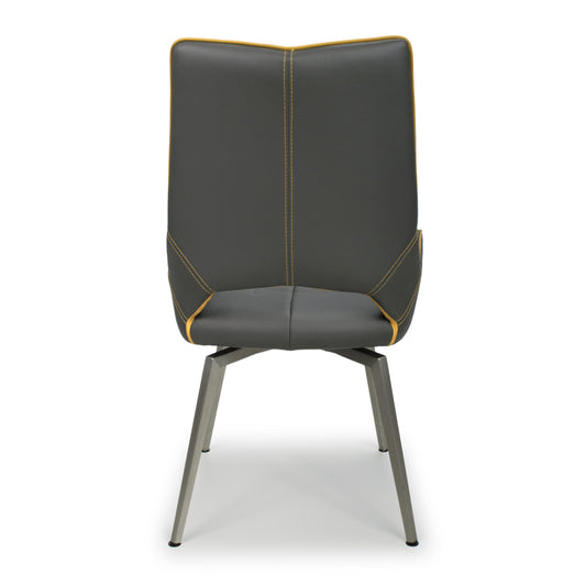 Mako Swivel Leather Effect Graphite Grey Dining Chair - Blythe Living