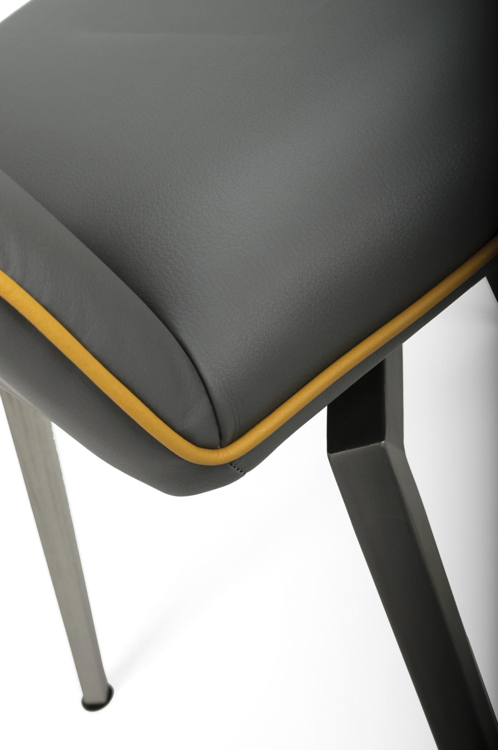 Mako Swivel Leather Effect Graphite Grey Dining Chair - Blythe Living