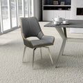 Mako Swivel Leather Effect Graphite Grey Dining Chair - Blythe Living