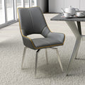 Mako Swivel Leather Effect Graphite Grey Dining Chair - Blythe Living