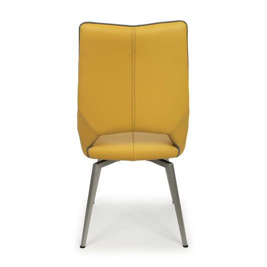 Mako Swivel Leather Effect Yellow Dining Chair - Blythe Living
