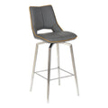 Mako Swivel Leather Effect Graphite Grey Bar Chair - Blythe Living