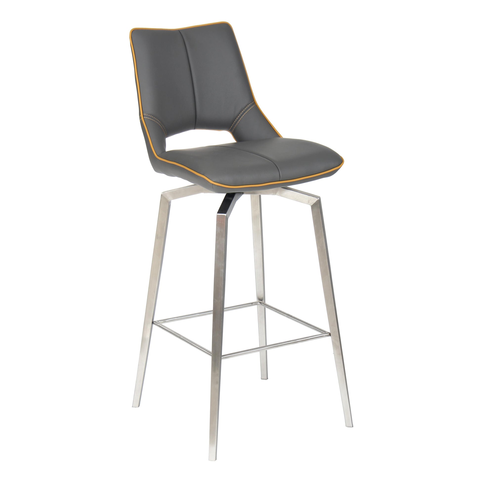 Mako Swivel Leather Effect Graphite Grey Bar Chair - Blythe Living
