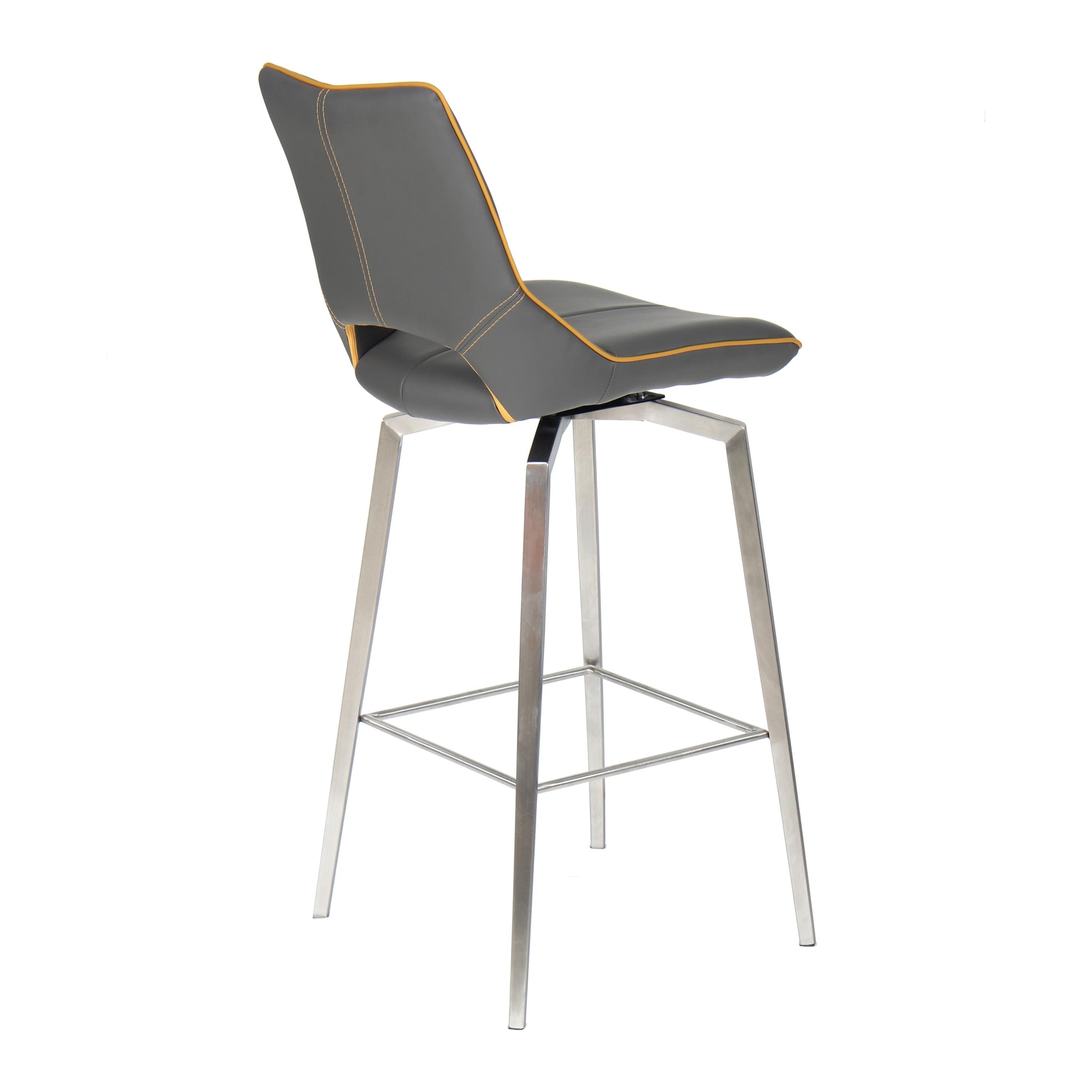 Mako Swivel Leather Effect Graphite Grey Bar Chair - Blythe Living