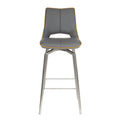 Mako Swivel Leather Effect Graphite Grey Bar Chair - Blythe Living