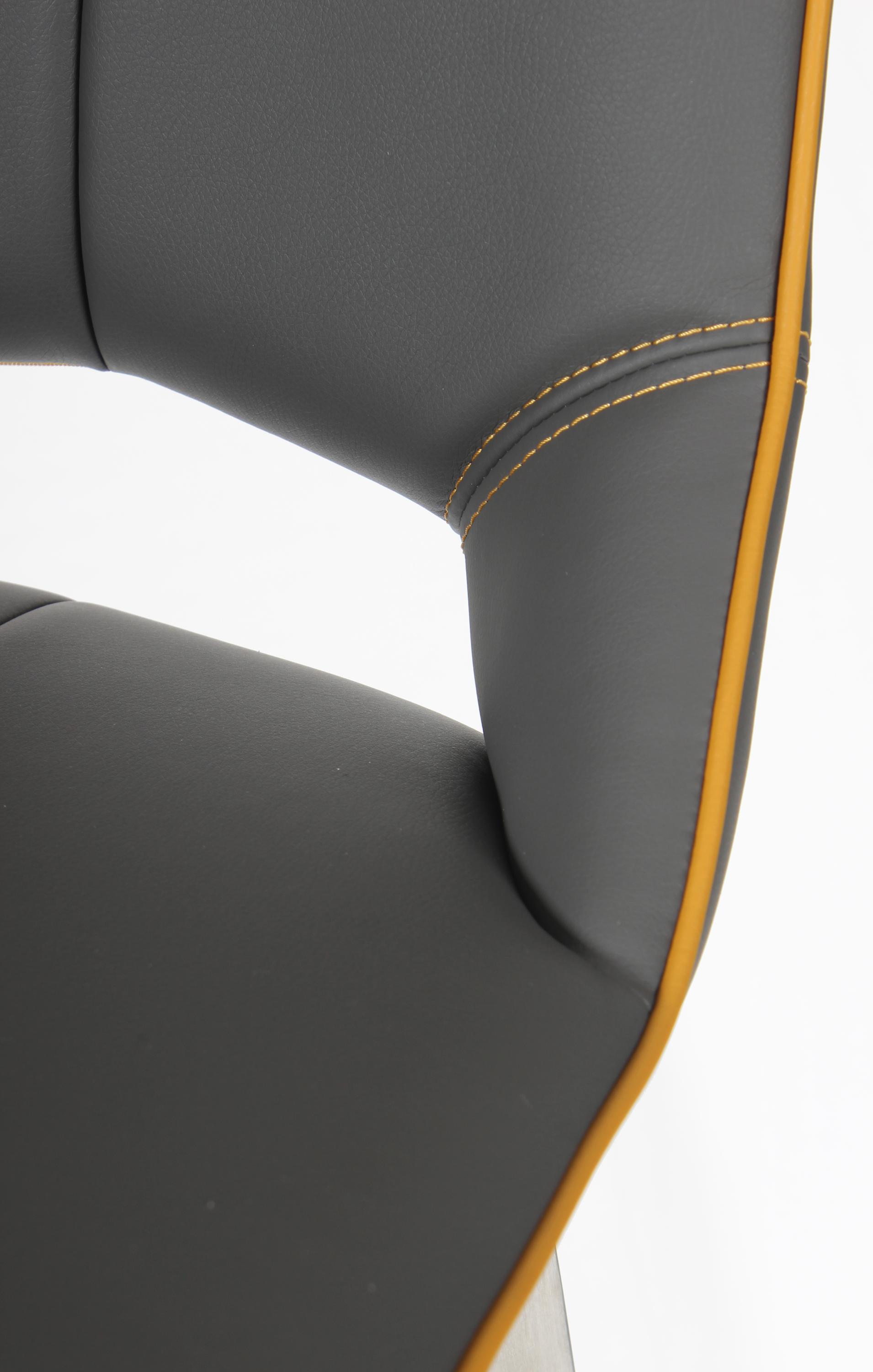 Mako Swivel Leather Effect Graphite Grey Bar Chair - Blythe Living