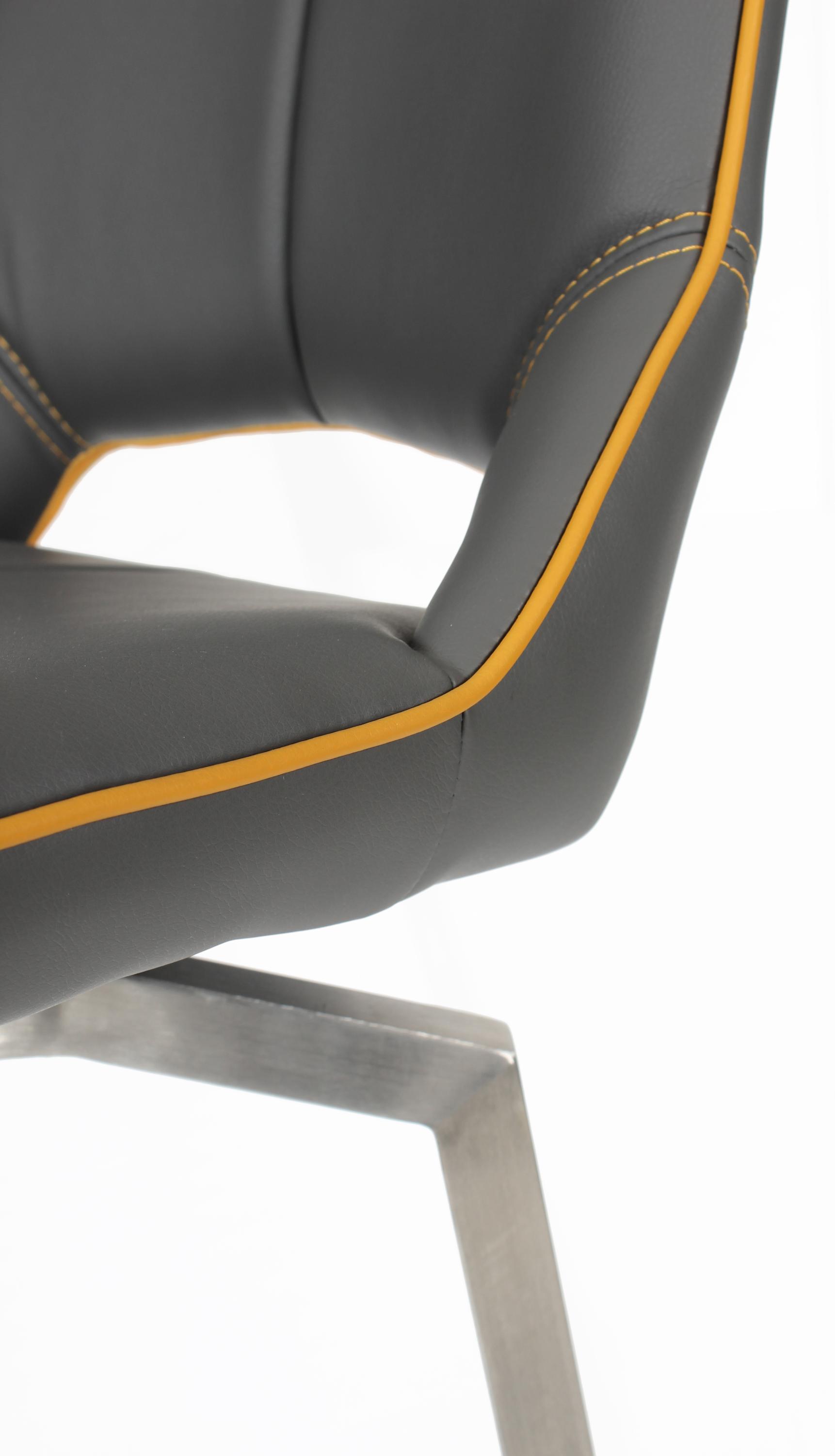 Mako Swivel Leather Effect Graphite Grey Bar Chair - Blythe Living
