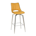 Mako Swivel Leather Effect Yellow Bar Chair - Blythe Living