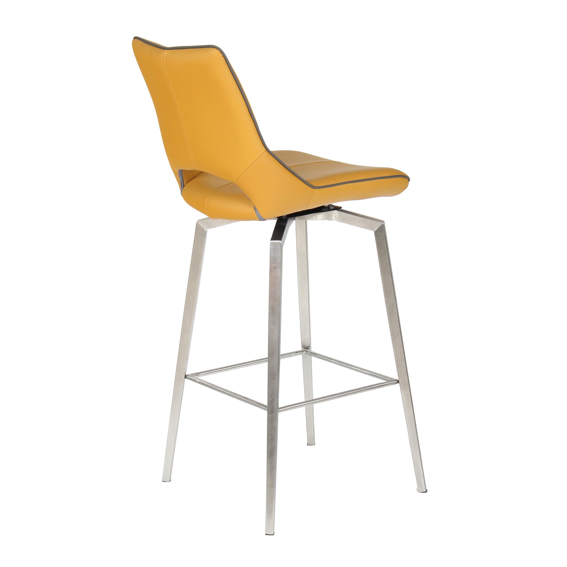 Mako Swivel Leather Effect Yellow Bar Chair - Blythe Living