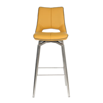 Mako Swivel Leather Effect Yellow Bar Chair - Blythe Living