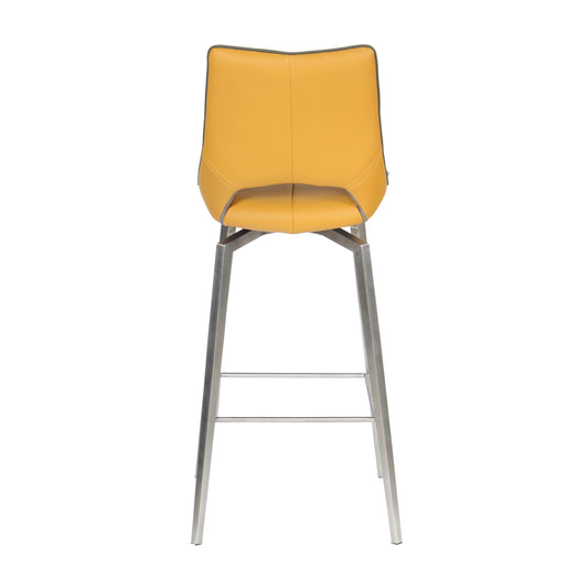 Mako Swivel Leather Effect Yellow Bar Chair - Blythe Living