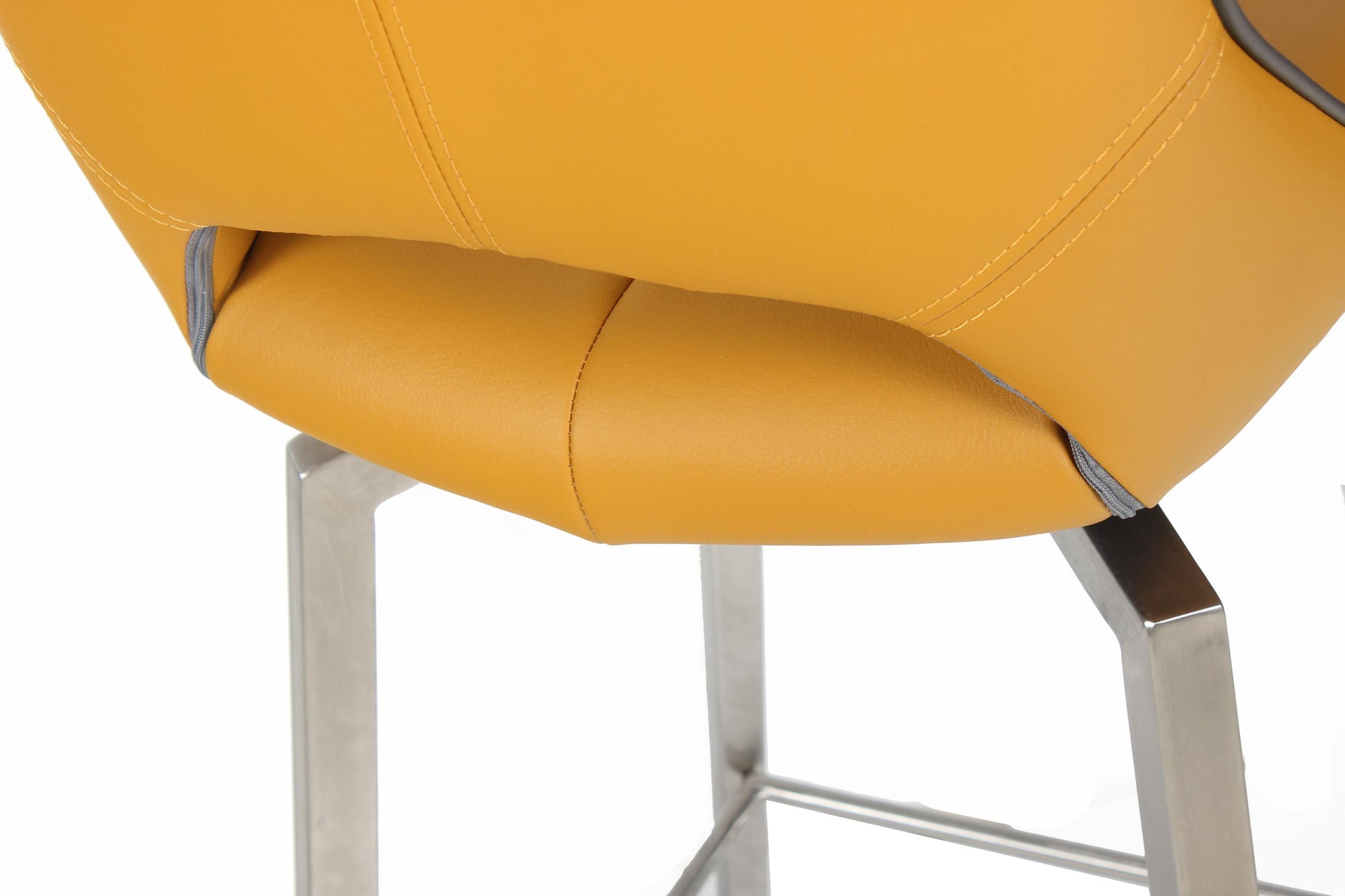 Mako Swivel Leather Effect Yellow Bar Chair - Blythe Living