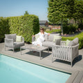 Maze - Milan Rope Weave 2 Seat Sofa Set with Rectangular Coffee Table - Cool Linen - Blythe Living