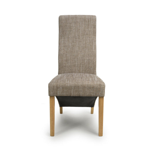 Baxter Wave Back Tweed Oatmeal Dining Chair - Blythe Living