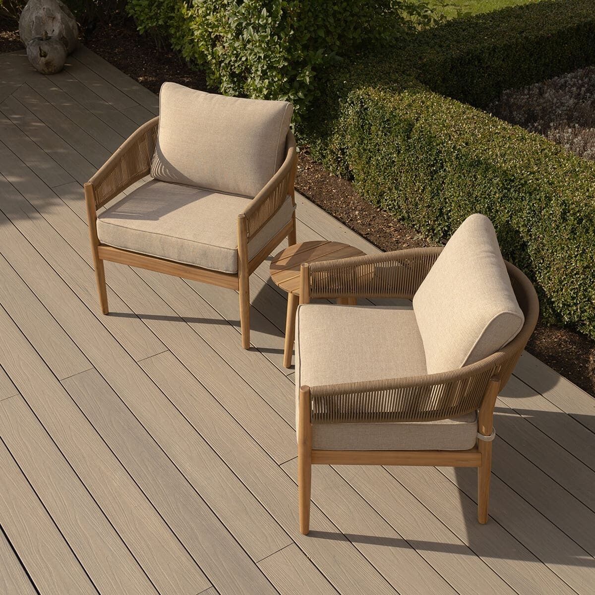 Maze - Porto Rope Weave Lounge Set with Small Round Side Table - Blythe Living
