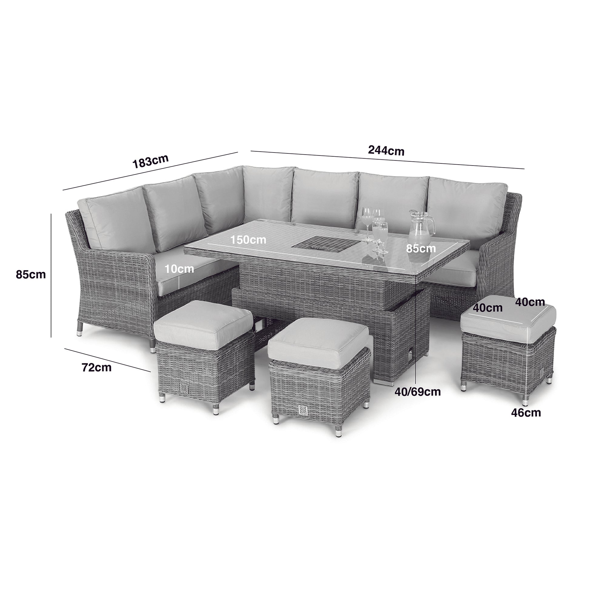 Maze - Winchester Corner Rattan Dining Set with Ice Bucket & Rising Table - Blythe Living