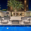 Maze - Outdoor Fabric Ibiza 3 Seat Sofa Set with Square Coffee Table - Oatmeal - Blythe Living