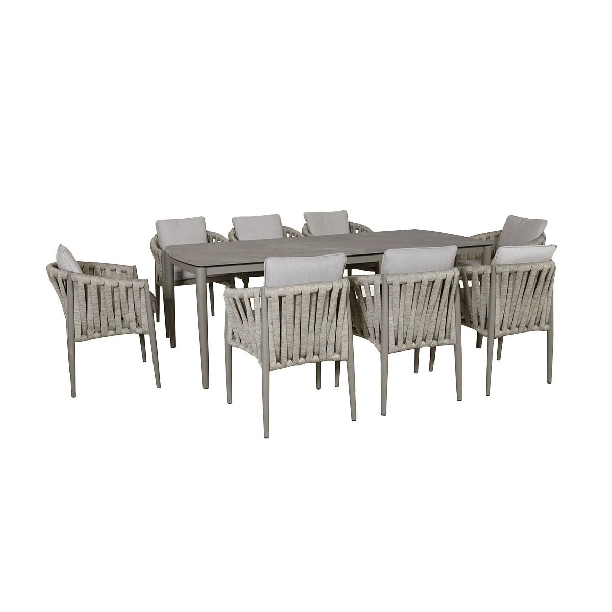 Maze - Milan Rope Weave 8 Seat Rectangular Dining Set - Cool Linen - Blythe Living