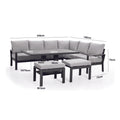 Maze - Vancouver Large Aluminium Corner Dining Set with Rectangular Rising Table & 2 Stools - Dove Grey - Blythe Living