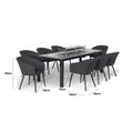 Maze - Outdoor Fabric Ambition 8 Seat Rectangular Dining Set with Fire Pit Table - Oatmeal - Blythe Living