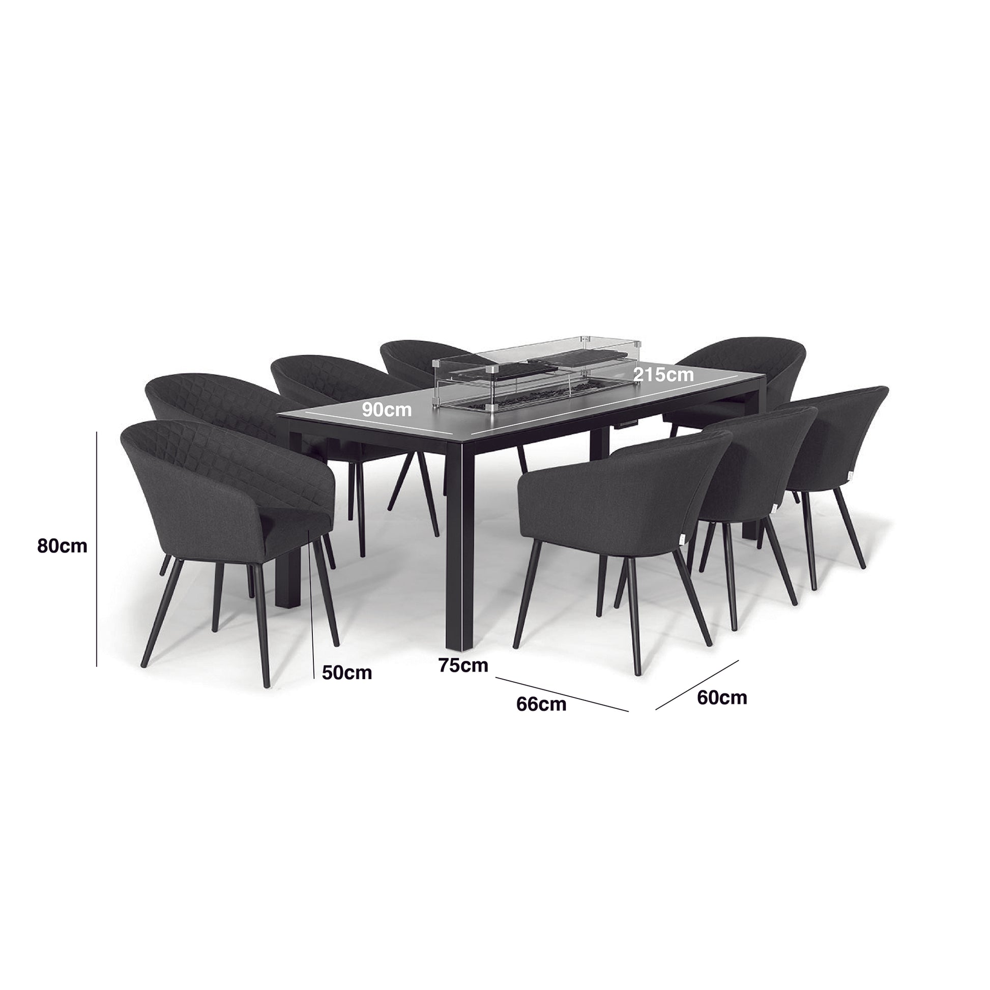 Maze - Outdoor Fabric Ambition 8 Seat Rectangular Dining Set with Fire Pit Table - Oatmeal - Blythe Living