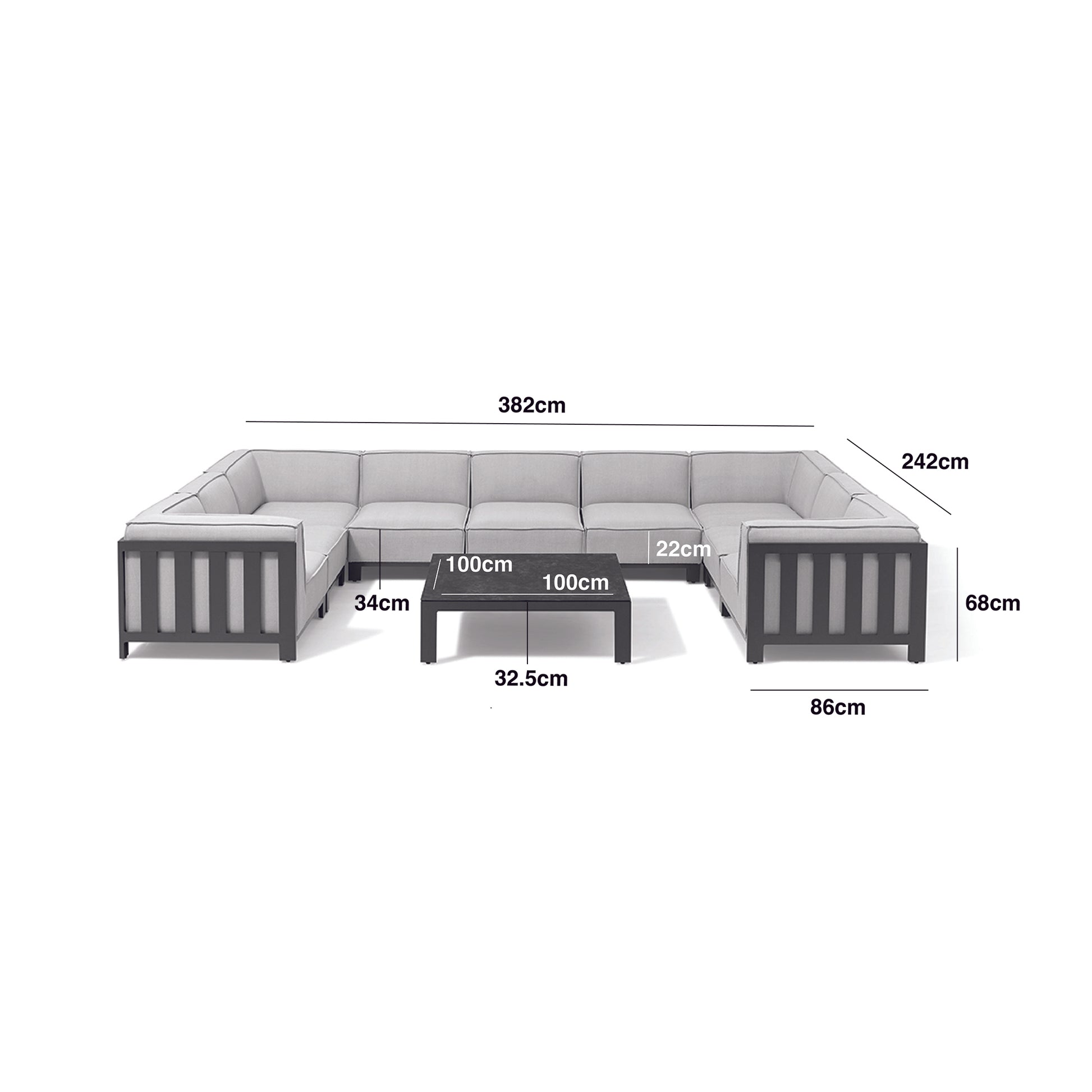 Maze - Outdoor Fabric Ibiza U Shape Sofa Set with Square Coffee Table - Oatmeal - Blythe Living