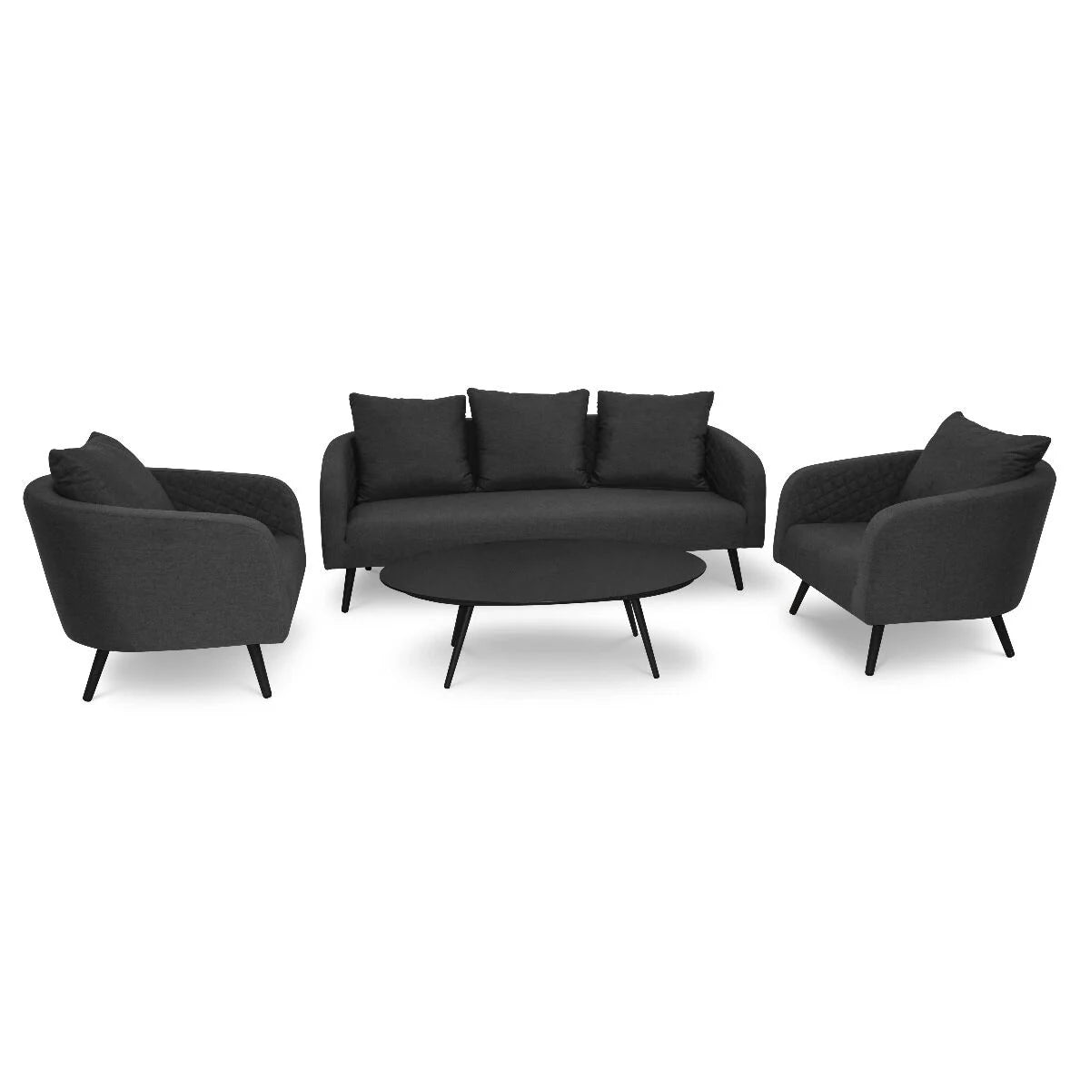 Maze - Outdoor Fabric Ambition 3 Seat Sofa Set with Oval Coffee Table - Charcoal - Blythe Living