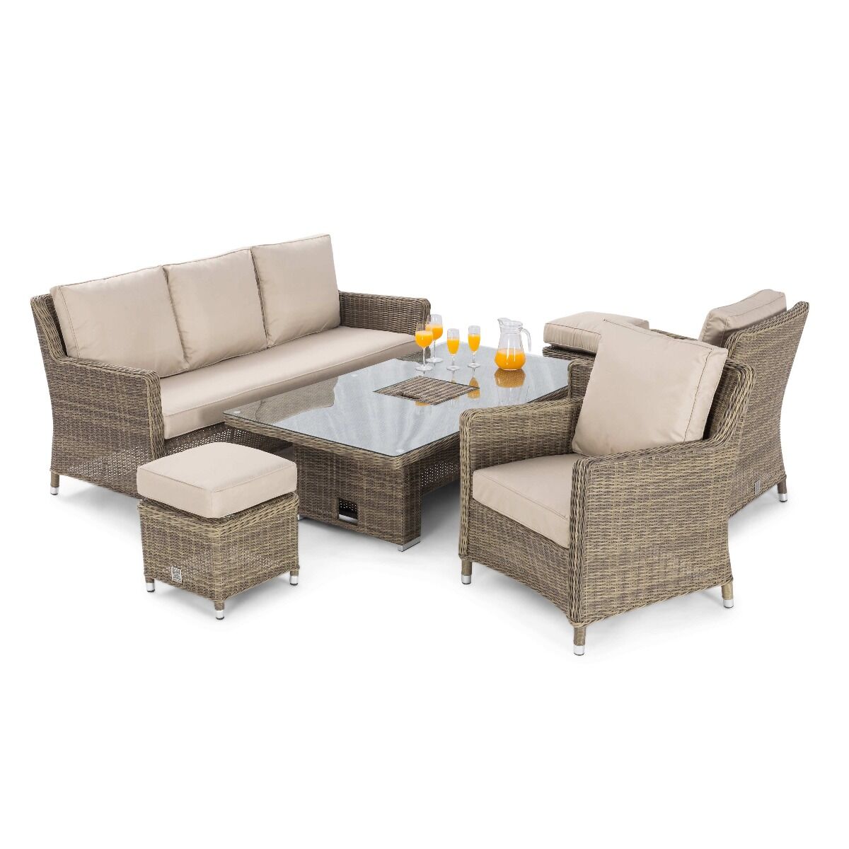 Maze - Winchester Sofa Rattan Dining Set with Ice Bucket & Rising Table - Blythe Living