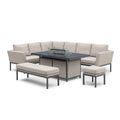 Maze - Pulse Rectangular Corner Dining Set with Fire Pit Table - Oatmeal - Blythe Living