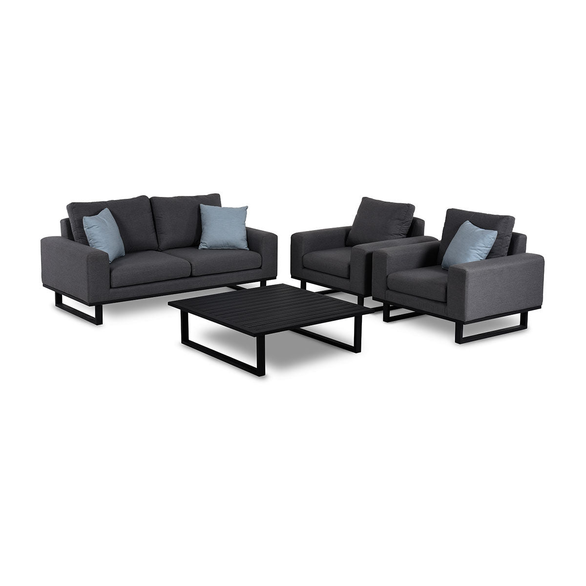 Maze - Outdoor Fabric Ethos 2 Seat Sofa Set - Charcoal with Square Coffee Table - Blythe Living