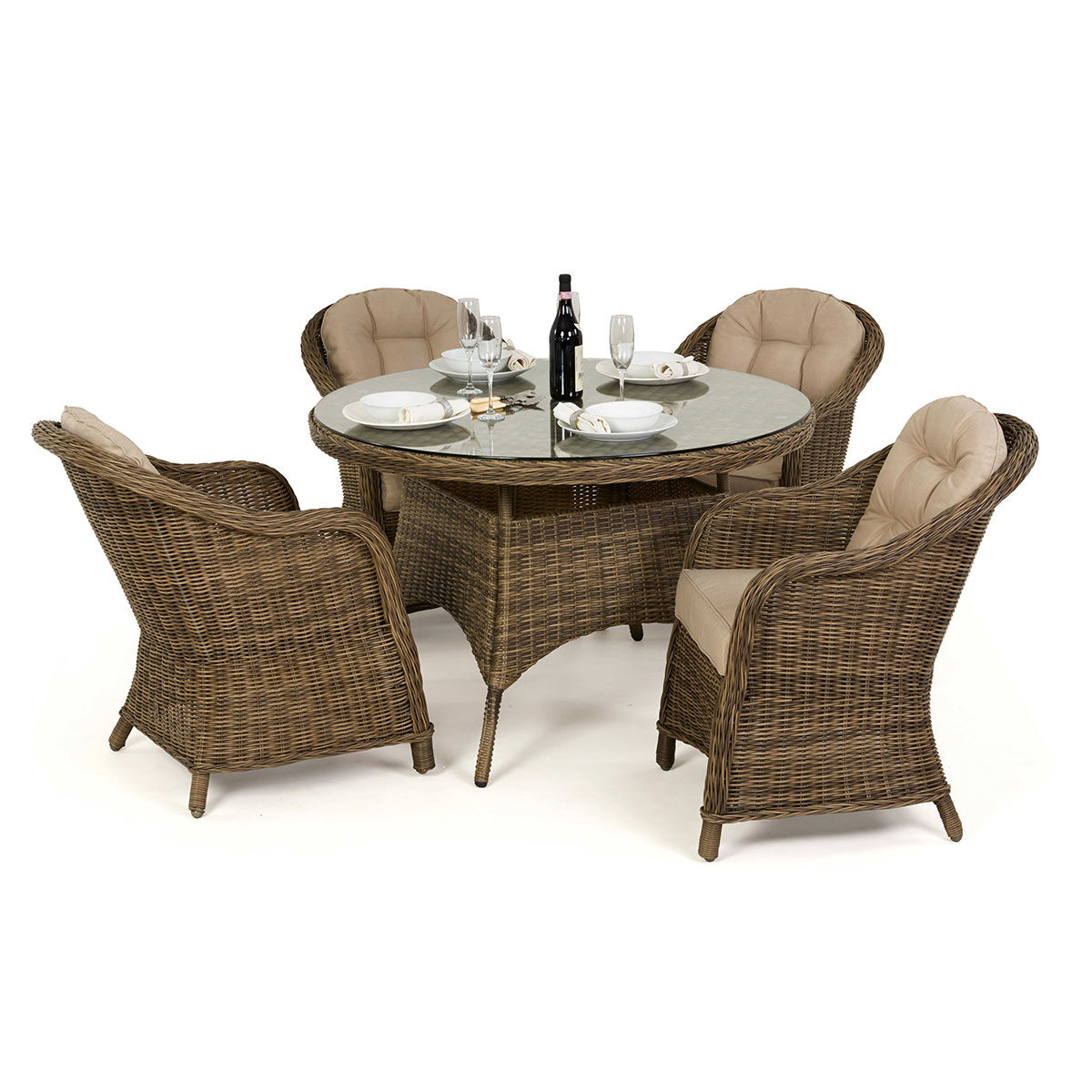 Maze - Winchester Heritage 4 Seat Round Rattan Dining Set - Blythe Living