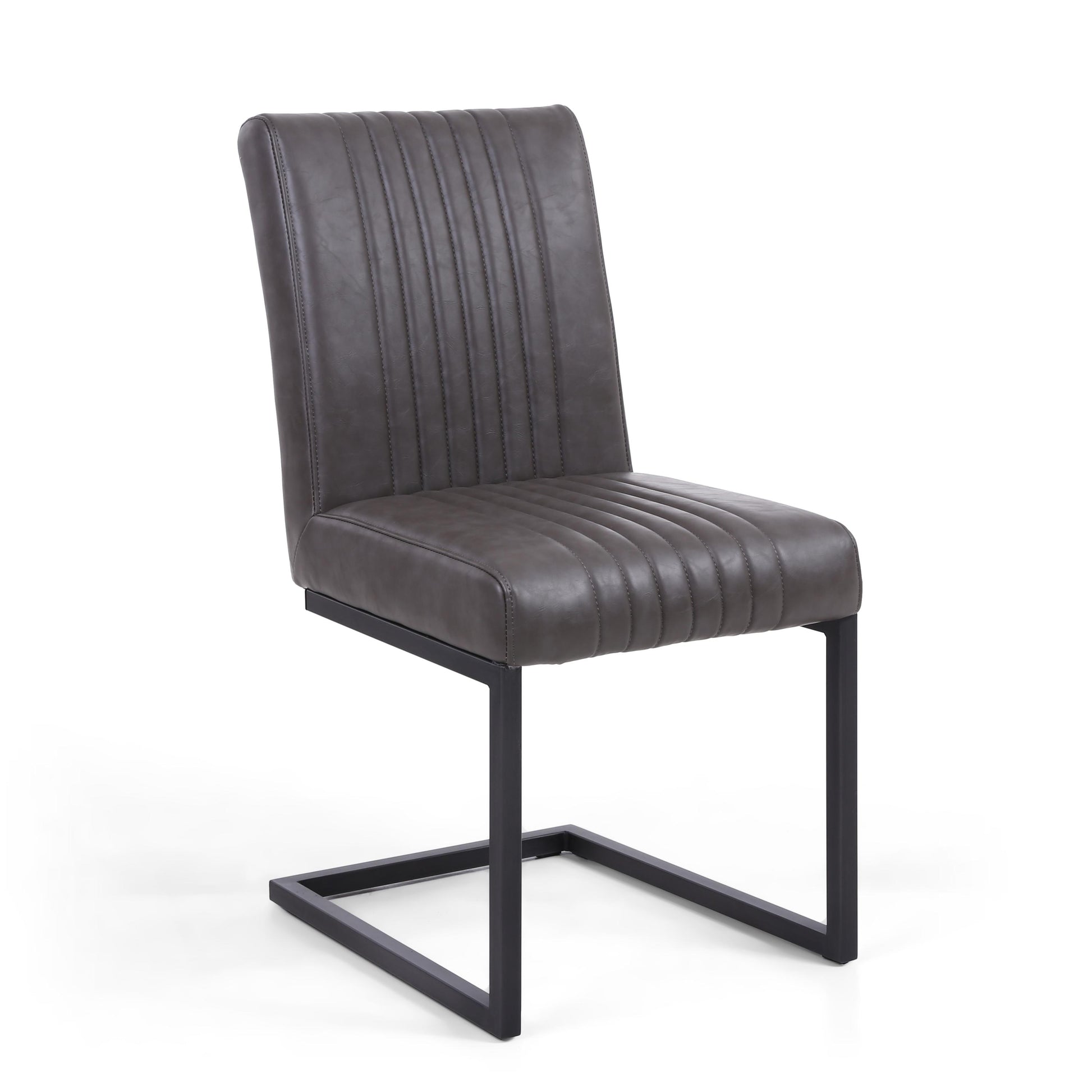 Archer Cantilever Leather Effect Grey Dining Chair - Blythe Living