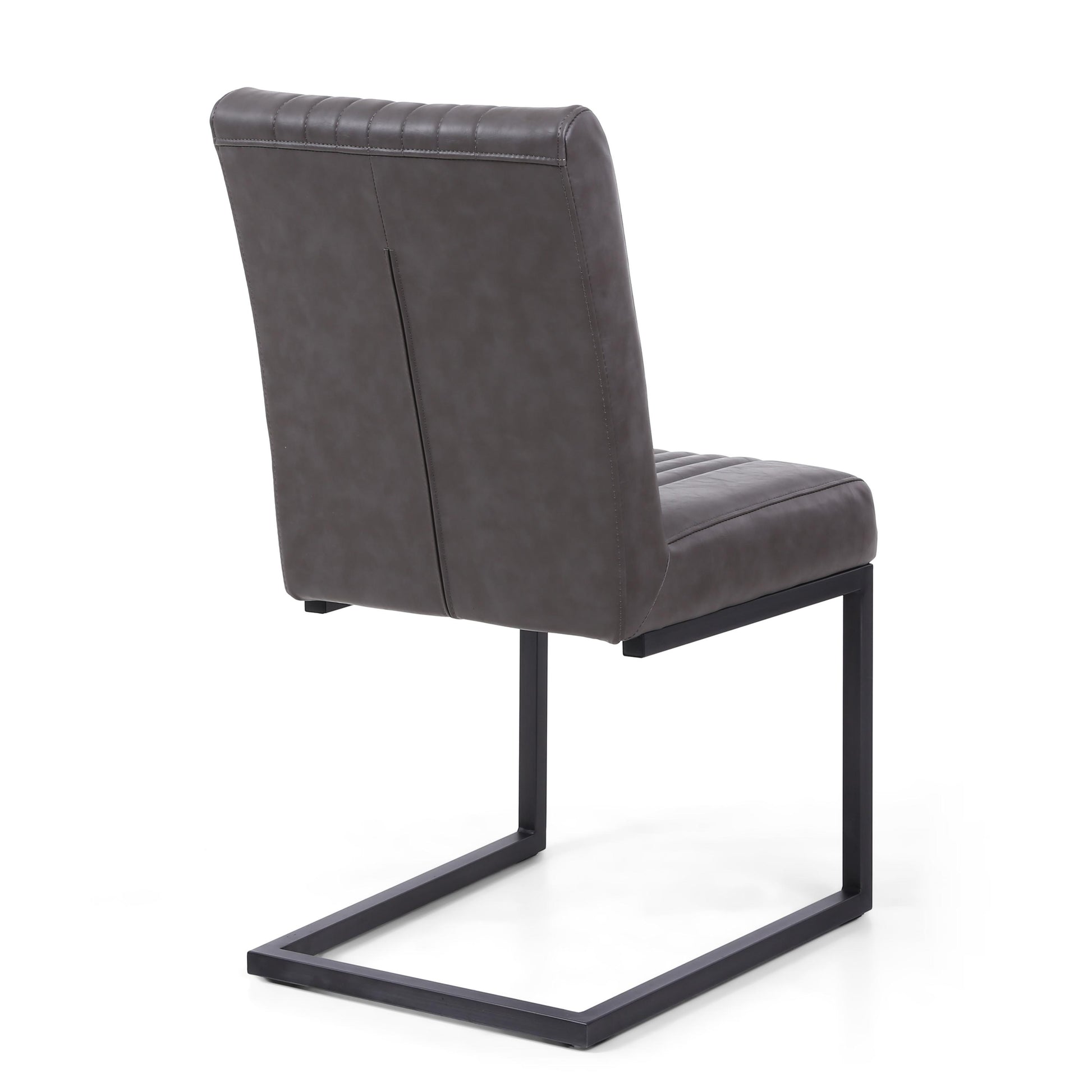 Archer Cantilever Leather Effect Grey Dining Chair - Blythe Living