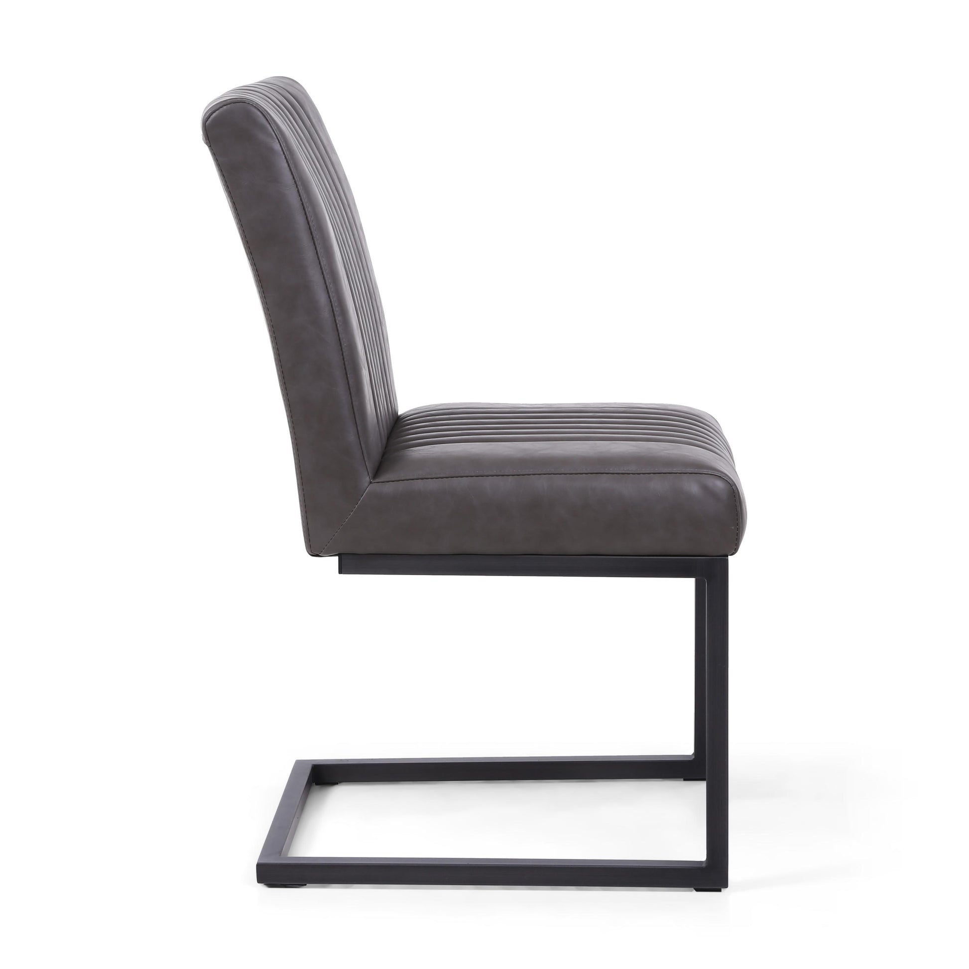Archer Cantilever Leather Effect Grey Dining Chair - Blythe Living