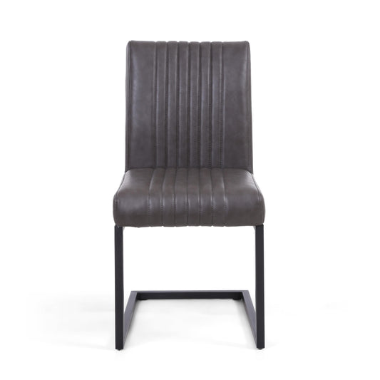 Archer Cantilever Leather Effect Grey Dining Chair - Blythe Living