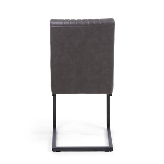 Archer Cantilever Leather Effect Grey Dining Chair - Blythe Living