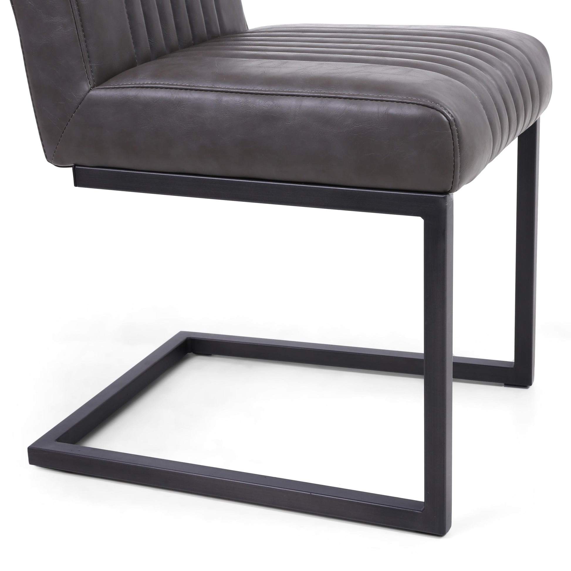 Archer Cantilever Leather Effect Grey Dining Chair - Blythe Living