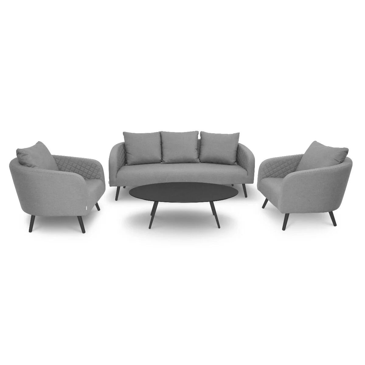 Maze - Outdoor Fabric Ambition 3 Seat Sofa Set with Oval Coffee Table - Flanelle - Blythe Living