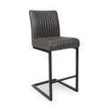 Archer Cantilever Leather Effect Grey Bar Chair - Blythe Living
