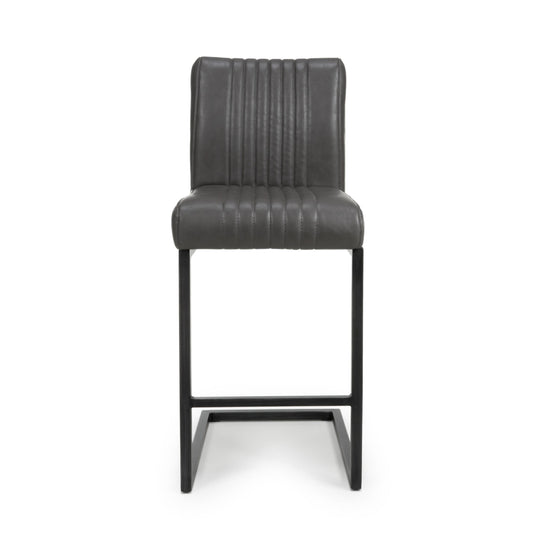 Archer Cantilever Leather Effect Grey Bar Chair - Blythe Living